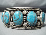 Astonishing Vintage Native American Navajo Kingman Turquoise Sterling Silver Bracelet Old-Nativo Arts