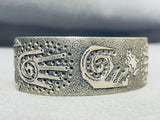 Intriguing Native American Navajo Signed Sterling Silver Hands Textured Bracelet-Nativo Arts