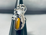 Stunning Native American Navajo Tiger Eye Sterling Silver Huge Ring-Nativo Arts