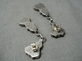 Exceptional Vintage Zuni Native American Turquoise Sterling Silver Earrings Old-Nativo Arts