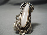Stunning Vintage Navajo Long Pearl Leaf Sterling Silver Native American Ring-Nativo Arts