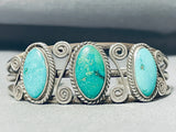 Wondrous Vintage Native American Navajo Blue-green Turquoise Sterling Silver Bracelet-Nativo Arts