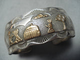 Fascinating Vintage Native American Navajo Sterling Silver Storyteller Bracelet Old-Nativo Arts
