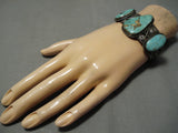 Very Important Vintage Native American Navajo Uita6 Royston Turquoise Ingot Silver Bracelet Old-Nativo Arts