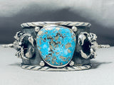 Fascinating San Felipe Kingman Turquoise Sterling Silver Bracelet-Nativo Arts