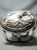 Native American Best Huge Heavy Hand Carved Horse Sterling Silver Bracelet Cuff-Nativo Arts