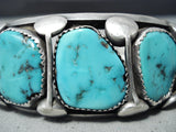 Incredible Vintage Native American Navajo Sleeping Beauty Turquoise Sterling Silver Bracelet Old-Nativo Arts