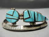 Native American Museum Vintage Navajo Turquoise Kachina Sterling Silver Bracelet Old-Nativo Arts