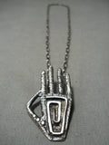 Native American Symbolic Sterling Silver Hand Maze Necklace-Nativo Arts
