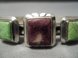 Thick Heavy Vintage Native American Navajo Gaspeite Sterling Silver Bracelet Cuff-Nativo Arts