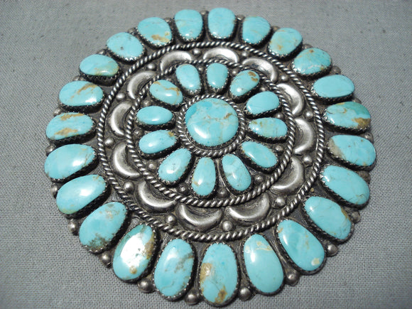 Exquisite Vintage Native American Navajo Turquoise Cluster Sterling Silver Pin Pendant-Nativo Arts