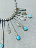 Jaw Dropping Vintage Native American Navajo Turquoise Sterling Silver Sunrays Necklace-Nativo Arts