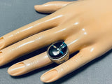 Detailed Night Vintage Native American Navajo Heavy Sterling Silver Opal Ring-Nativo Arts