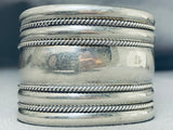 Astounding Native American Navajo Wide Sterling Silver Bracelet Signed-Nativo Arts