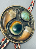 One Of The Most Unique Vintage Native American Navajo Green Turquoise Sterling Silver Bolo Tie-Nativo Arts