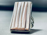 The Best Vintage Native American Navajo Pink Shell Inlay Sterling Silver Ring-Nativo Arts
