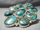 One Of The Biggest Native American Navajo Smokey Bisbee Turquoise Sterling Silver Ring-Nativo Arts