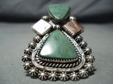 Custom Navajo Native American Turquoise Spiny Oyster Sterling Silver Ring-Nativo Arts