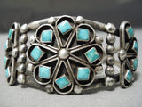 Unique!! Vintage Native American Navajo Freddie Chavez Sterling Silver Turquoise Bracelet-Nativo Arts