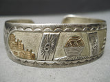 Gold Pot Vintage Native American Navajo Sterling Silver Bracelet Cuff-Nativo Arts