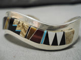 Quality Waving Vintage Native American Navajo Turquoise Brown Sterling Silver Bracelet-Nativo Arts