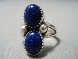 Amazing Vintage Navajo Lapis Sterling Silver Ring Old Native American-Nativo Arts