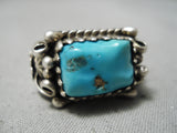 Thick And Heavy!! Vintage Native American Navajo Turquoise Sterling Silver Ring Old-Nativo Arts