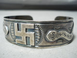 Rare Whirling Logs Vintage Native American Navajo Snake Sterling Silver Bracelet-Nativo Arts