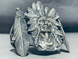 Massive Chief Feather Sterling Silver Southwestern Bracelet-Nativo Arts