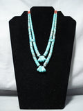 Native American Traditional Vintage Santo Domingo Royston Turquoise Sterling Silver Necklace Old-Nativo Arts