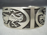 Incredible Detail!! Vintage Native American Navajo Double Kachina Sterling Silver Bracelet-Nativo Arts