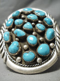 Huge 100 Gram Vintage Native American Navajo Teardrop Turquoise Sterling Silver Cluster Bracelet-Nativo Arts