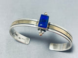 Dynamic Native American Navajo Lapis Sterling Silver Bracelet Signed Alvin Monte-Nativo Arts