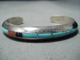 Marvelous Native American Navajo Turquoise Sugulite Coral Sterling Silver Bracelet-Nativo Arts