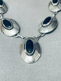 Incredible Vintage Native American Navajo Domed Jet Sterling Silver Necklace-Nativo Arts