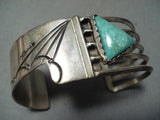 High Quality Vintage Native American Navajo Carico Lake Turquoise Sterling Silver Bracelet-Nativo Arts