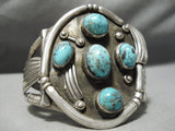 Statement Vintage Native American Navajo Lone Mountain Turquoise Sterling Silver Bracelet-Nativo Arts