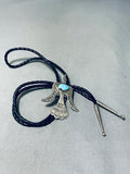 Superior Vintage Native American Navajo Kingman Turquoise Sterling Silver Bolo-Nativo Arts
