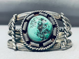 Coiled Cuff Vintage Native American Navajo Green Turquoise Sterling Silver Bracelet-Nativo Arts