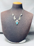 5 Tiered Vintage Native American Navajo Turquoise Sterling Silver Leaf Necklace-Nativo Arts