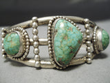 Statement Vintage Native American Navajo Carico Lake Turquoise Sterling Silver Bracelet Old-Nativo Arts
