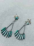 Important Very Old Vintage Native American Zuni Cerrillos Turquoise Sterling Silver Earrings-Nativo Arts