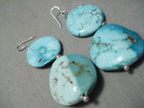 Incredible Vintage Native American Navajo Carico Lake Turquoise Sterling Silver Earrings-Nativo Arts