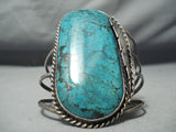 Towering Vintage Native American Navajo Blue Diamond Turquoise Sterling Silver Bracelet Old-Nativo Arts