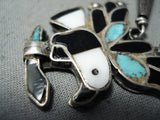Native American Museum Flying Eagle Vintage Zuni Turquoise Inlay Sterling Silver Bolo Tie-Nativo Arts