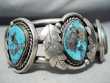 Very Rare Old Pyrite Morenci Turquoise Vintage Native American Navajo Sterling Silver Bracelet-Nativo Arts