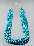 Dynamic Vintage Native American Navajo Kingman Turquoise Sterling Silver Necklace-Nativo Arts