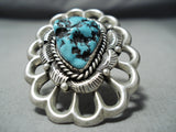 Tremendous Vintage Navajo Turquoise Sterling Silver Ring Native American Old-Nativo Arts