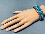Spectacular Vintage Native American Navajo Signed Morenci Turquoise Sterling Silver Bracelet-Nativo Arts