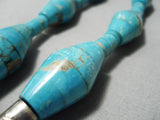 Statement Vintage Santo Domingo Native American Navajo Turquoise Tubule Sterling Silver Necklace-Nativo Arts